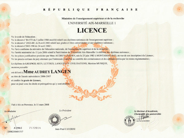 License de musique et musicologie